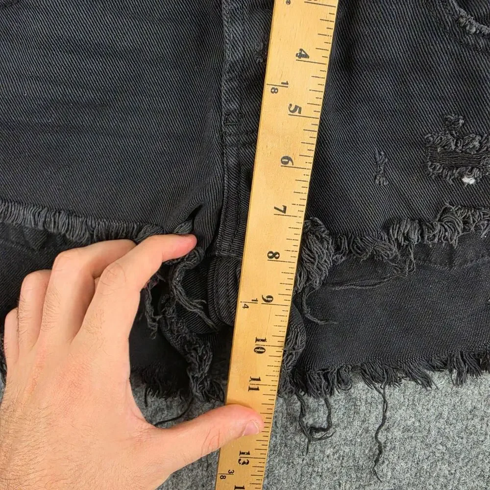 One Teaspoon Shorts 22 XXS Bonitas Low Waist Black Distressed Cut Off Summer